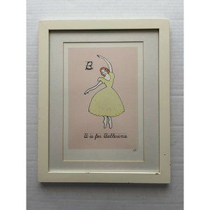 B is for Ballerina White Framed Print Matted